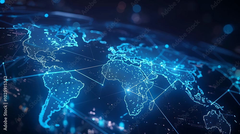 High Tech Digital World Map with Glowing Connections, Business Theme, Background, Digital World Map, Glowing Connections High Tech Digital World Map with Glowing Connections, Business Theme, Background, Digital World Map, Glowing Connections