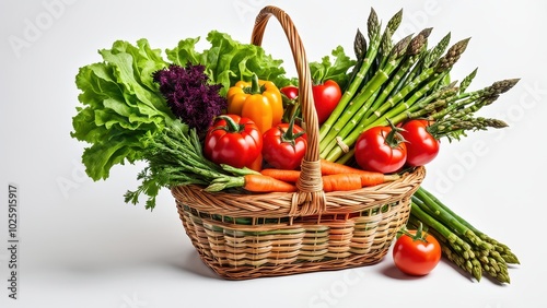 A wicker basket filled with fresh vegetables, promoting healthy eating and nutrition.