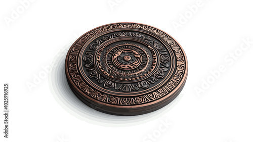 3d illustration of copper plate on white background with clipping path. 