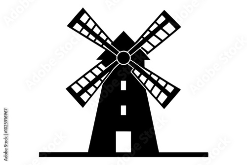 Windmill Silhouettes | vector silhouette illustration on white background