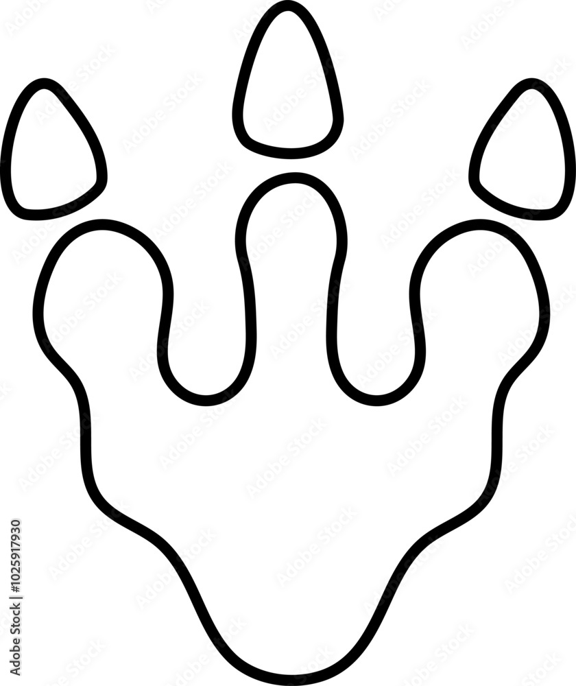 Obraz premium Vector black and white dinosaur footstep icon. Dino foot imprint line illustration for kids. Funny ancient animal footprint clipart isolated on white. Cartoon paleontology logo coloring page