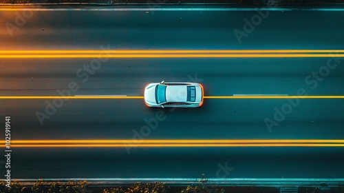 Nighttime driving in a futuristic car with glowing lights.