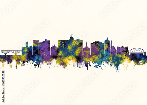 Rockford City Skyline. Cityscape Skyscraper Buildings Landscape City Downtown Abstract Landmarks Travel Background Modern Art Architecture Business View Building Corporate photo