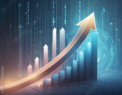 Dynamic upward trend in data visualization reflecting market growth and analytics insights