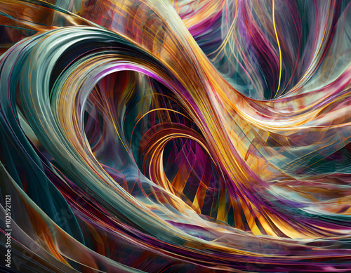 Colorful abstract waves flowing gracefully in a vibrant swirl of hues and patterns
