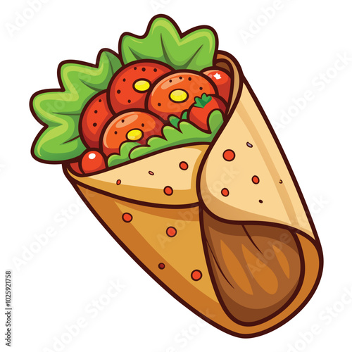 Burrito - mexican traditional food. Vector color realistic illustration. Isolated on white background