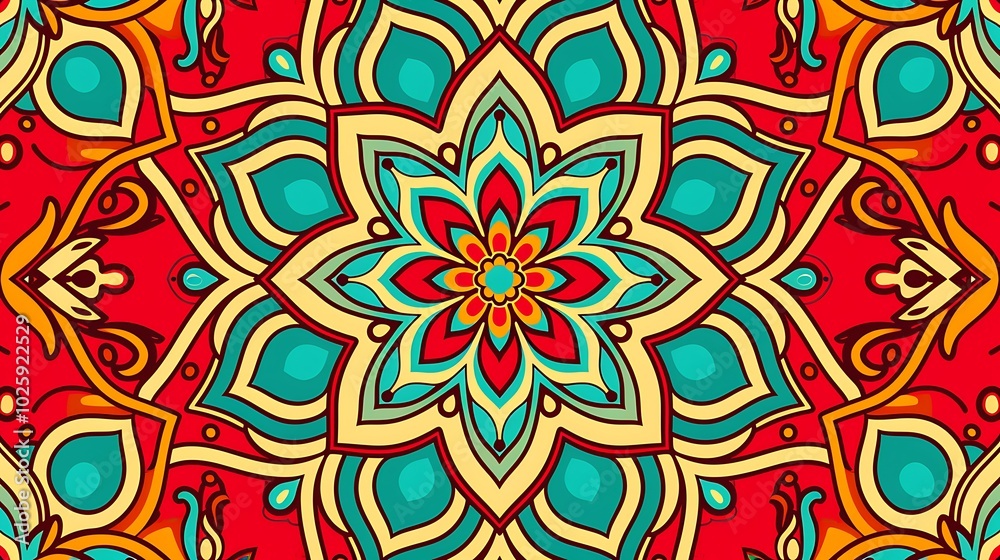 Intricate Mandala Pattern with Vibrant Colors and Detailed Symmetrical Designs, Background, Mandala, Symmetrical
