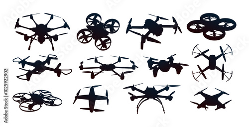 The set of silhouettes of quadrocopters.