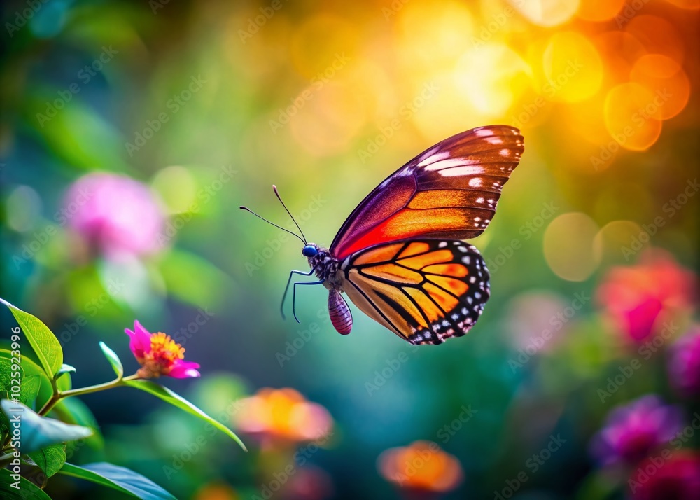 Butterfly in Motion - Captivating Nature Scene with Vibrant Colors and Copy Space Butterfly in Motion - Captivating Nature Scene with Vibrant Colors and Copy Space
