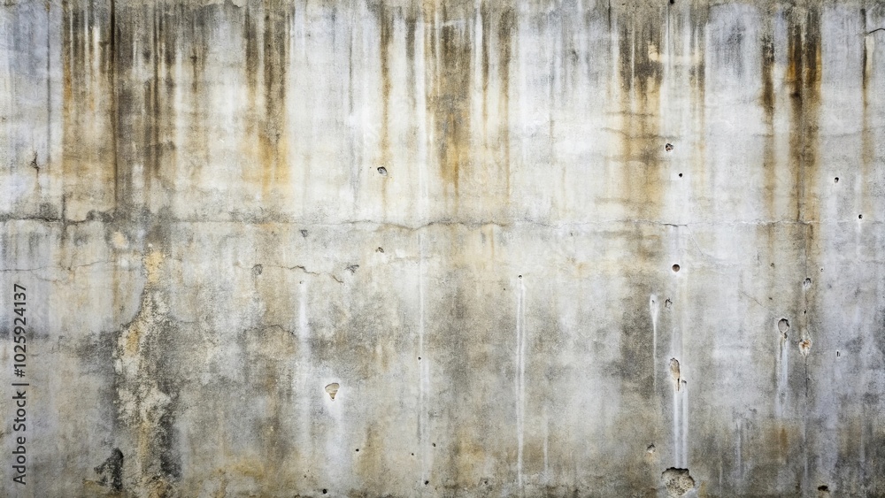 Fototapeta premium A weathered concrete wall with streaks of discoloration, evidence of time and exposure to the elements