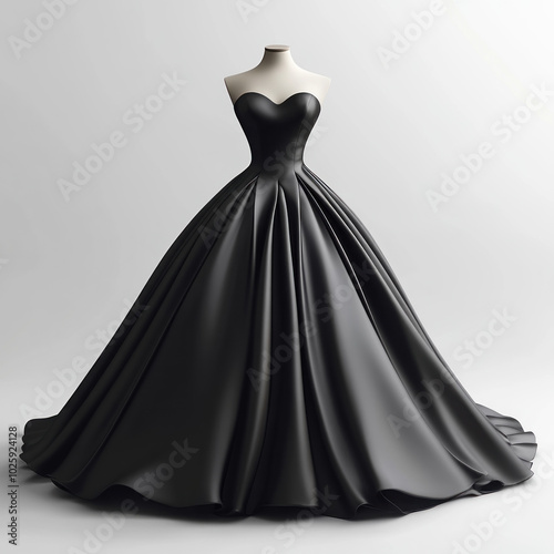 Wallpaper Mural Black satin ball gown elegantly flows with each twirl on the dance floor, capturing the essence of grace and sophistication in motion. Torontodigital.ca
