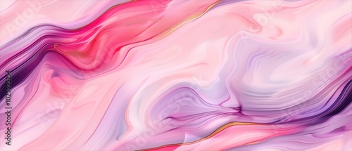 Abstract background featuring swirling marble texture in magenta, violet, and gold colors. This modern luxury design serves as a stunning backdrop for banners, wallpapers, or covers.