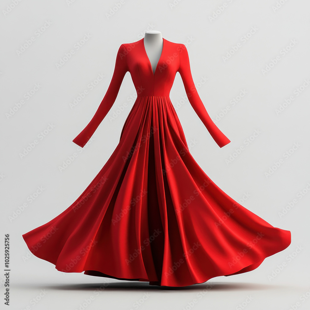 Red dress on mannequin against city skyline. Red dress on mannequin against city skyline.