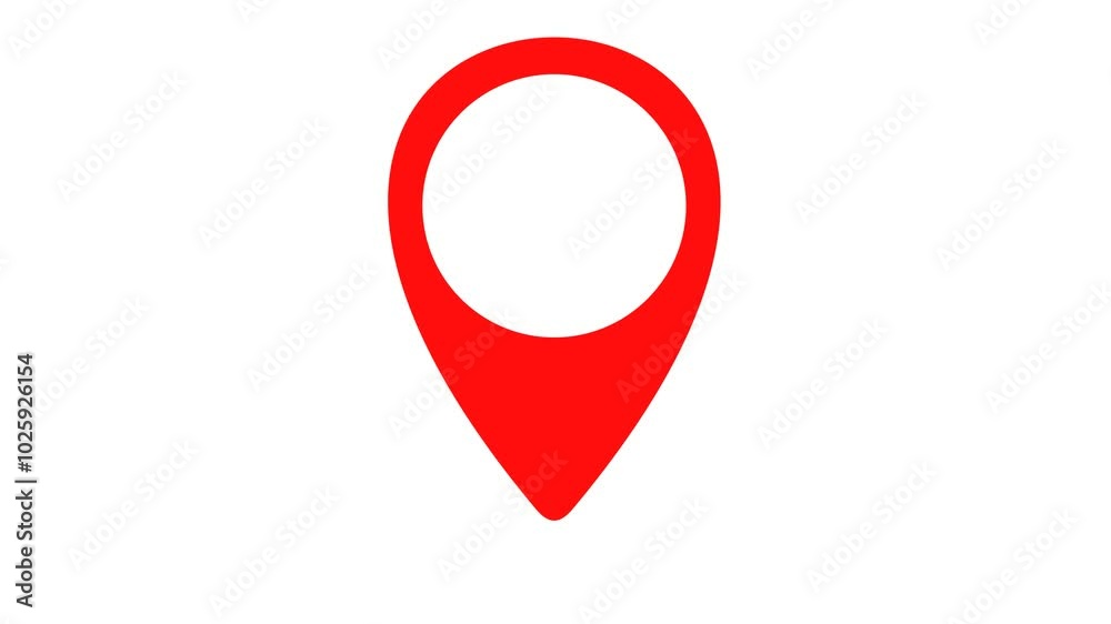 Geolocation and location, pointer and pinpoint, graphic animation. Alpha channel. Colored. Transparent background motion design. 4K resolution