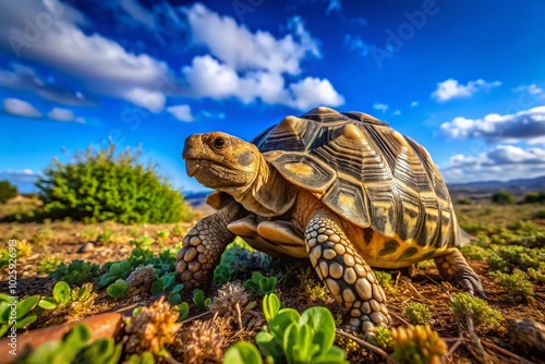 Captivating Drone Photography of Leopard Tortoise in Natural Habitat, Africa