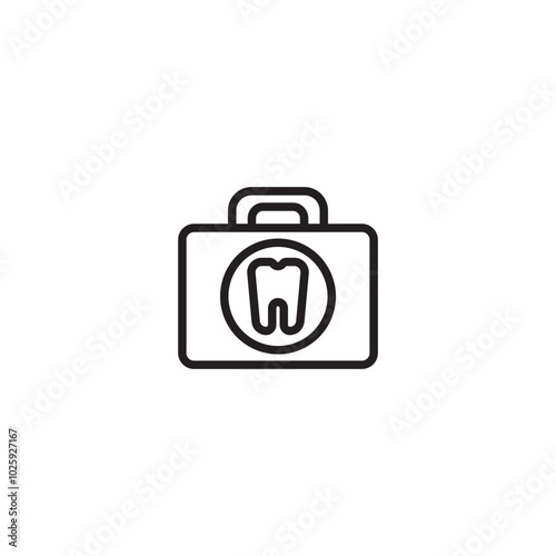 A simple yet impactful icon. A briefcase with a tooth inside represents dental emergency services or mobile dental care. Editable icon.