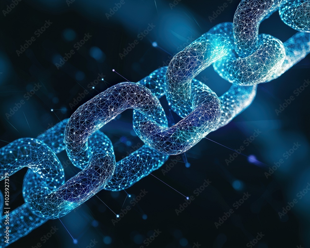 This abstract digital illustration showcases a glowing chain link, representing connectivity and security in technology and blockchain systems. Ideal for tech-themed projects. This abstract digital illustration showcases a glowing chain link, representing connectivity and security in technology and blockchain systems. Ideal for tech-themed projects.