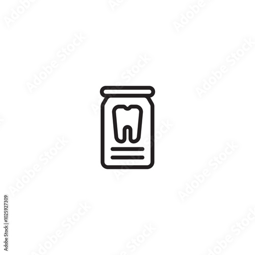 A simple yet impactful icon. A can with a tooth emphasizes the importance of dental products for oral health. Editable icon.