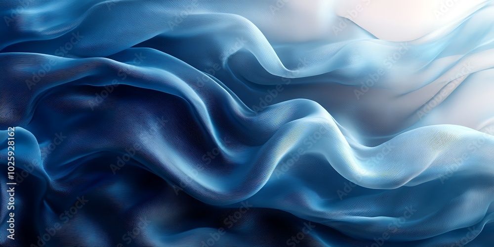 Obraz premium Flowing blue fabric with soft, wavy textures.