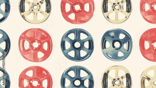 Seamless background image of a vintage movie film reel pattern. 