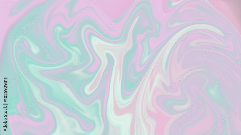 Obraz premium A soft and dreamy abstract design with flowing swirls in pastel shades of pink, green, and purple. The smooth blending of colors creates a calming and fluid visual effect.