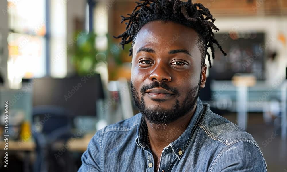 A man with dreadlocks is sitting in front of a desk with a computer monitor Video A man with dreadlocks is sitting in front of a desk with a computer monitor Video