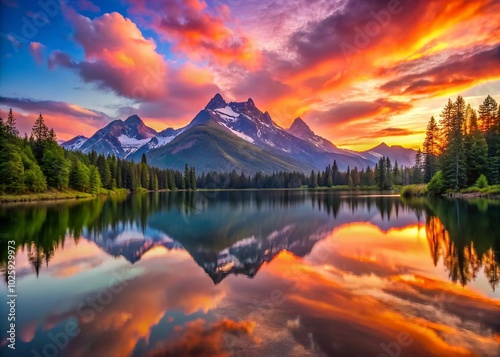 Captivating Sunset Over Mountain Range in Rule of Thirds Composition for Stunning Landscape Photography