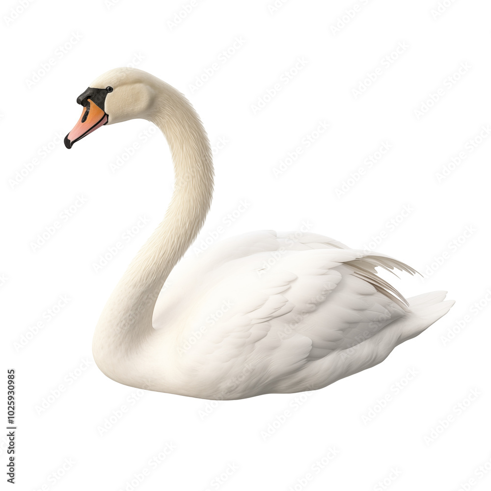 Fototapeta premium A graceful swan resting calmly on a white surface in a serene indoor setting
