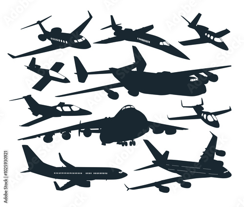 The set silhouettes of passenger liners.