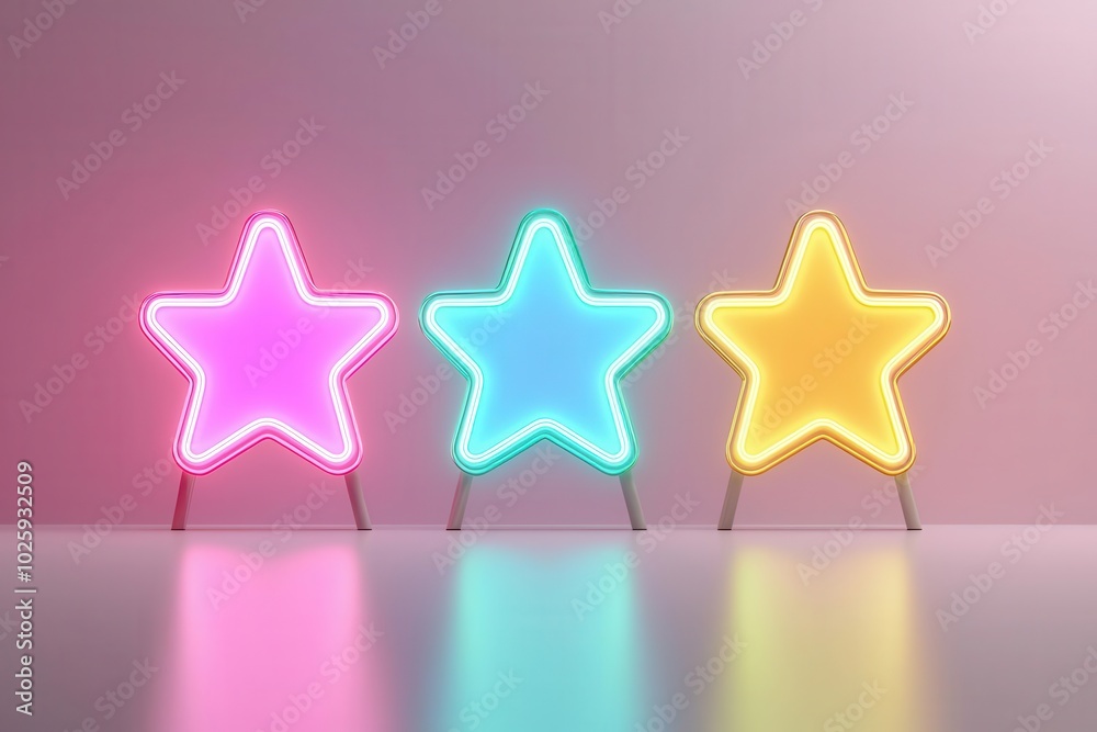 Interactive feedback survey with glowing response options and vibrant review icons, lively and engaging, 3D illustration