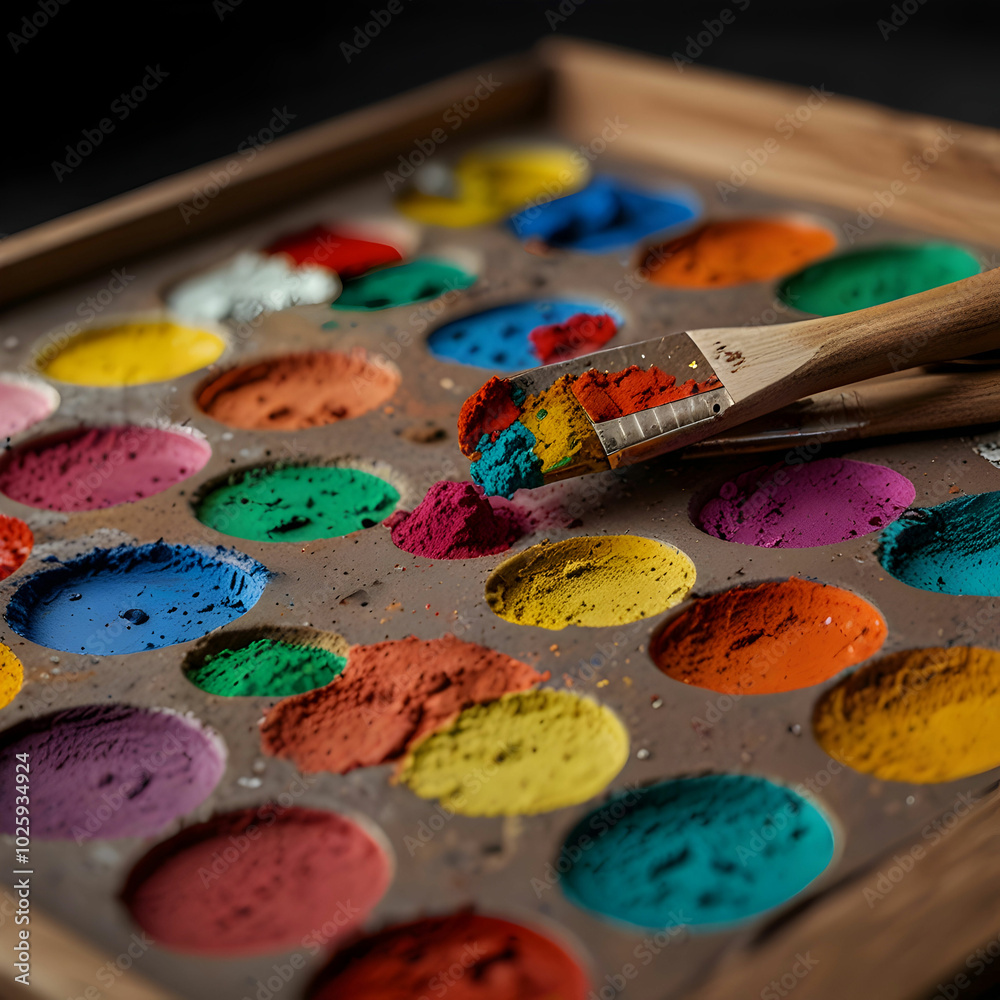 A vibrant artist's palette filled with a variety of colorful paints, A vibrant artist's palette filled with a variety of colorful paints,