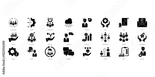 Customer relationship icons set. Set of editable stroke icons.Set of Customer relationship