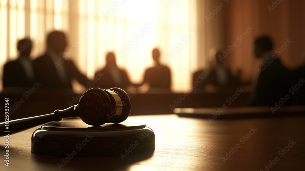 A gavel rests on a table in a courtroom, symbolizing justice and legal proceedings. A gavel rests on a table in a courtroom, symbolizing justice and legal proceedings.