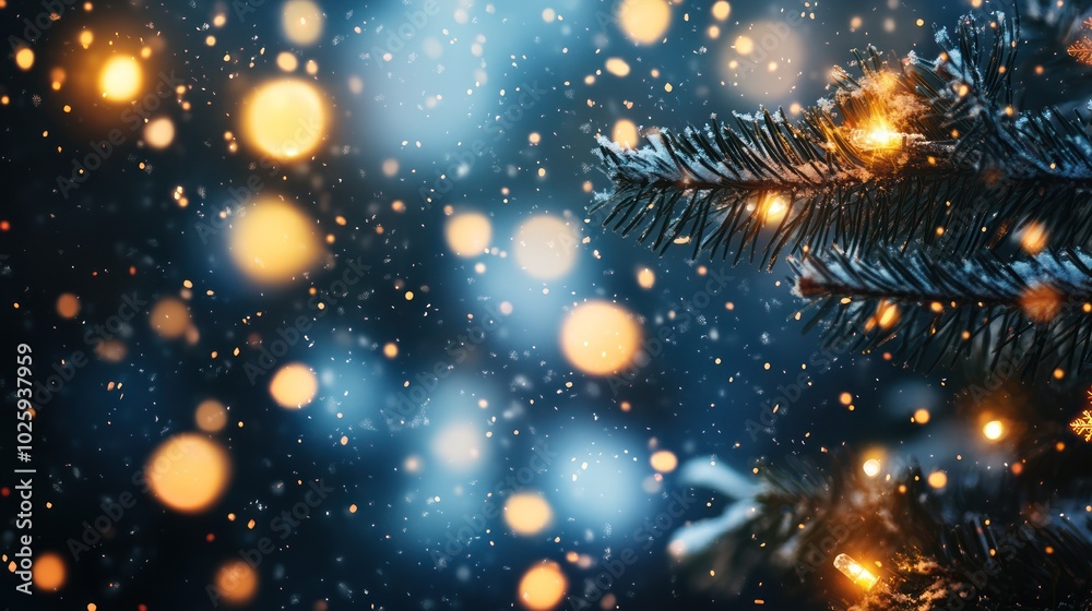 Naklejka premium An animated Christmas and New Year background for virtual meetings, with festive snowflakes falling gently, twinkling lights, and animated holiday icons, creating an engaging, interactive setting