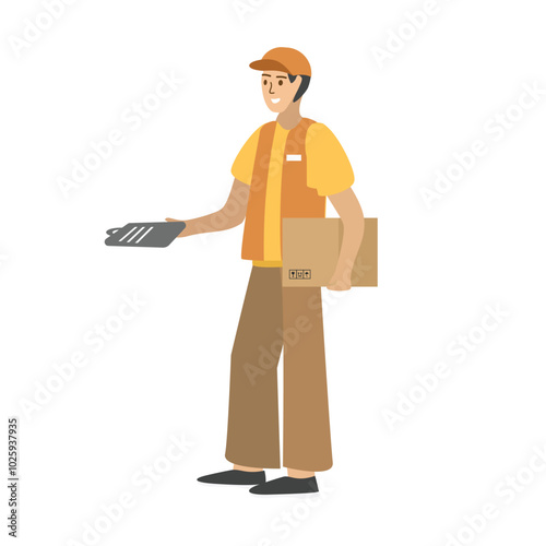 Warehouse delivery service. Warehouse worker. Courier delivery package. Fast distribution. Express distribution. Online shopping distribution. Postman. Post delivery.