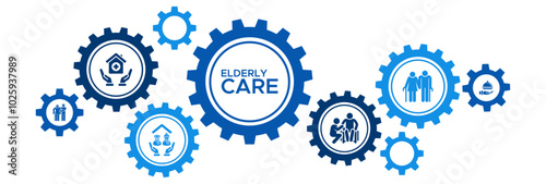 Elderly Care Support Icon Concept for Assisted Living, Nursing Home, and Home Health Services for Seniors