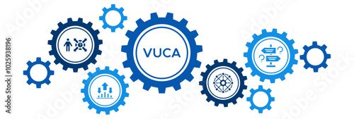 VUCA Framework Banner Icon Concept Highlighting Volatility, Uncertainty, Complexity, Ambiguity in Organizational and Economic Conditions