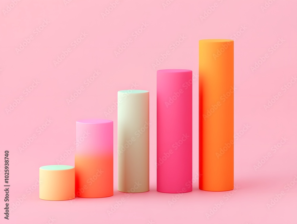 A vibrant arrangement of colorful cylindrical shapes on a soft pink background, showcasing growth and positivity. A vibrant arrangement of colorful cylindrical shapes on a soft pink background, showcasing growth and positivity.