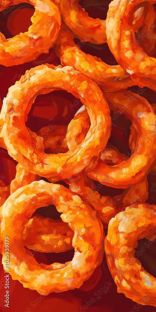 Onion Rings. Appetising Heap of Delicious Fried Onion Rings Served with Sauce Onion Rings. Appetising Heap of Delicious Fried Onion Rings Served with Sauce