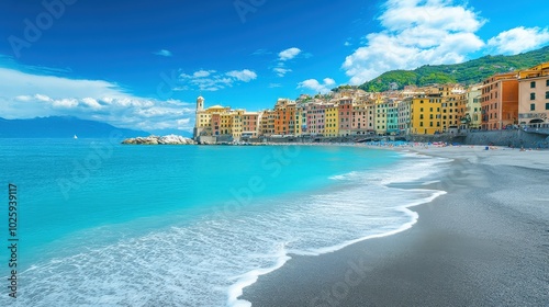 Genoa Riviera: Coastal Town of Camogli, Italy, with Sand Beach and Medieval Charm