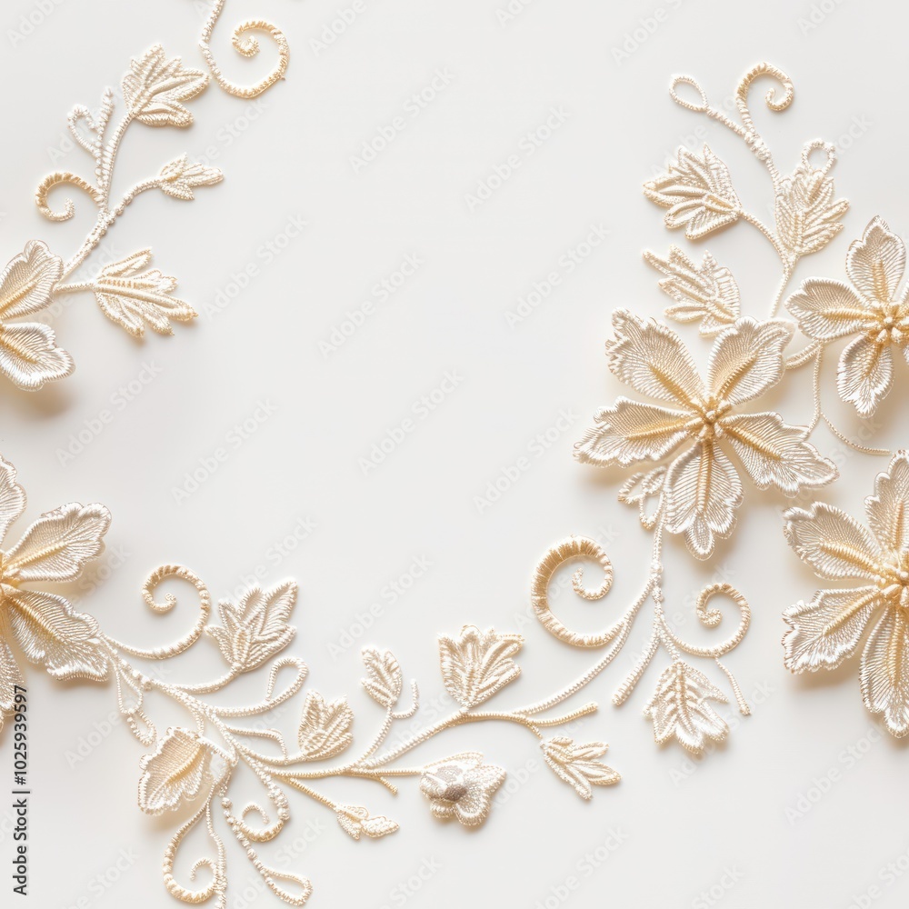 A delicate arrangement of intricate lace floral motifs in cream tones, showcasing elegant patterns on a soft background. A delicate arrangement of intricate lace floral motifs in cream tones, showcasing elegant patterns on a soft background.