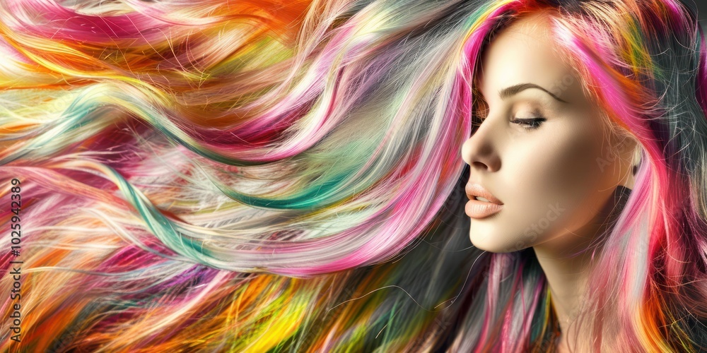 Beauty model showcasing vibrant hair color trends. Beauty model showcasing vibrant hair color trends.