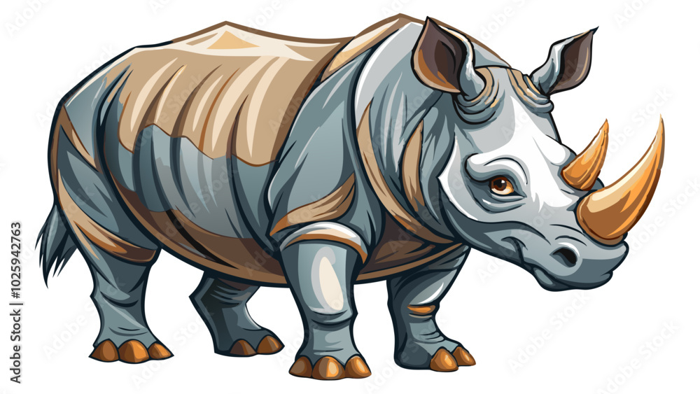 Fototapeta premium rhino isolated on white - vector illustration Rhino, Javan Rhino vector art isolated on white