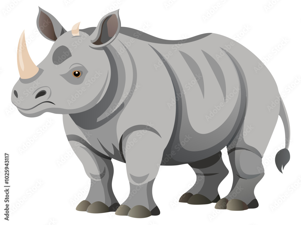 Rhino isolated on white - vector illustration Rhino, Javan Rhino vector art isolated on white Rhino isolated on white - vector illustration Rhino, Javan Rhino vector art isolated on white