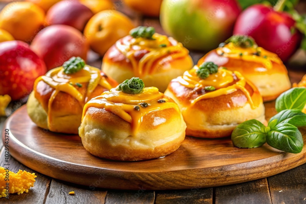 Delicious Long Exposure Buns with Mango and Passion Fruit for Culinary Photography Delicious Long Exposure Buns with Mango and Passion Fruit for Culinary Photography