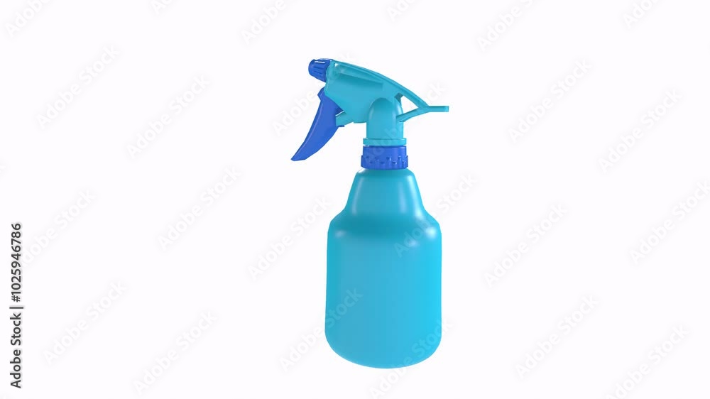 Realistic 3D rendering of a blue spray bottle on a white background Realistic 3D rendering of a blue spray bottle on a white background