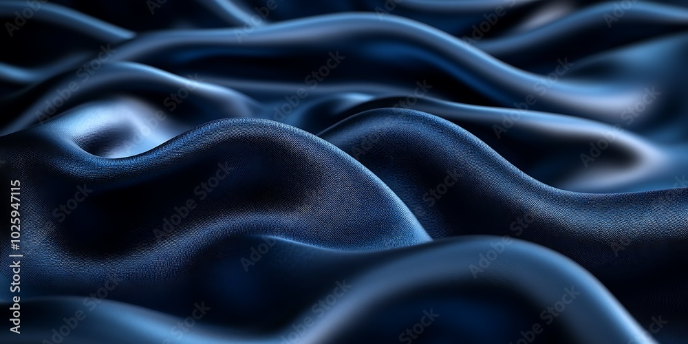 Fototapeta premium Abstract waves of dark fabric creating a smooth texture.