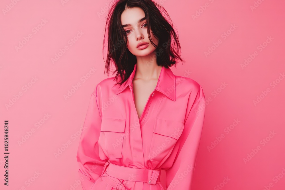 Fashion Model girl full length portrait isolated on pink background. Beauty stylish brunette woman posing in fashionable clothes in studio. Casual style, beauty accessories. High fashion urban style Fashion Model girl full length portrait isolated on pink background. Beauty stylish brunette woman posing in fashionable clothes in studio. Casual style, beauty accessories. High fashion urban style