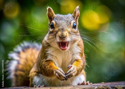 Playful Squirrel Showing Displeasure with a Bold Gesture in a Natural Outdoor Setting