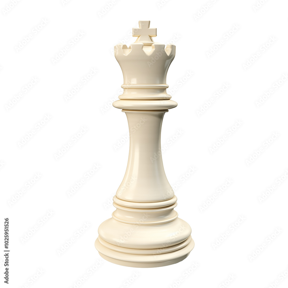 A detailed view of a white king chess piece set against a plain background A detailed view of a white king chess piece set against a plain background